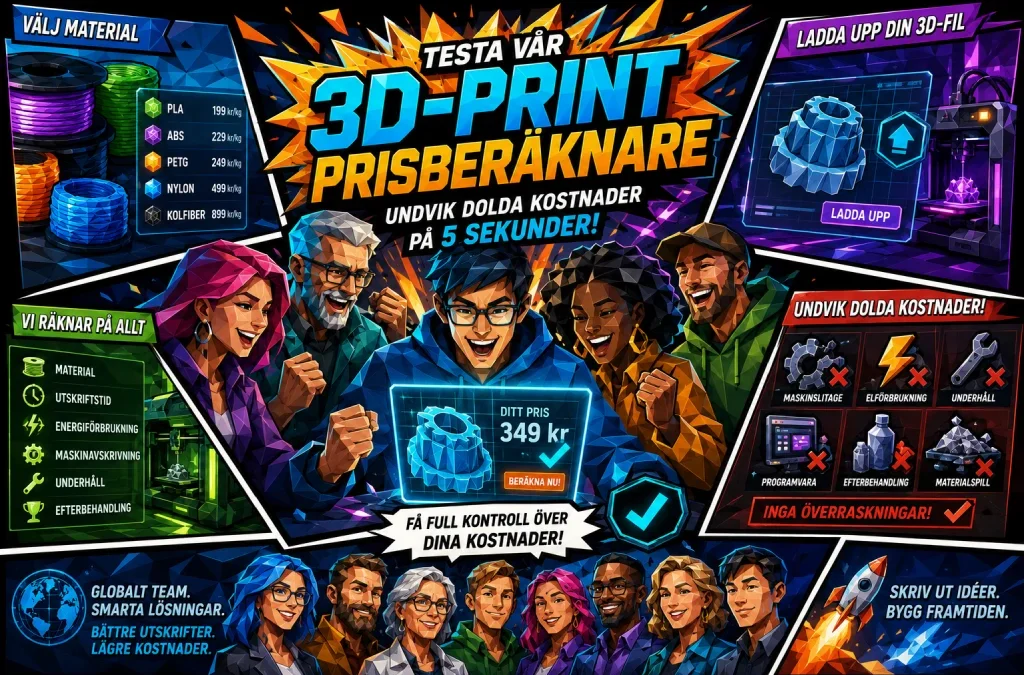 Testa vår prisberäknare: Estimera ditt 3D-print-projekt